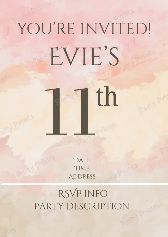 Golden Hour invitation — warm watercolor sunset tones